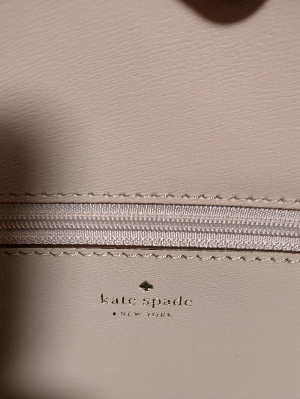 kate spade Light Gray Leather Tote with Turquoise Interior